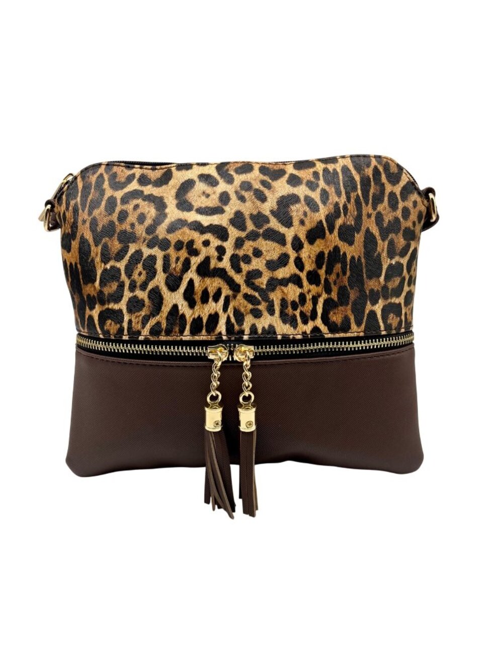 Deluxity Brown Leopard Print Crossbody Bag